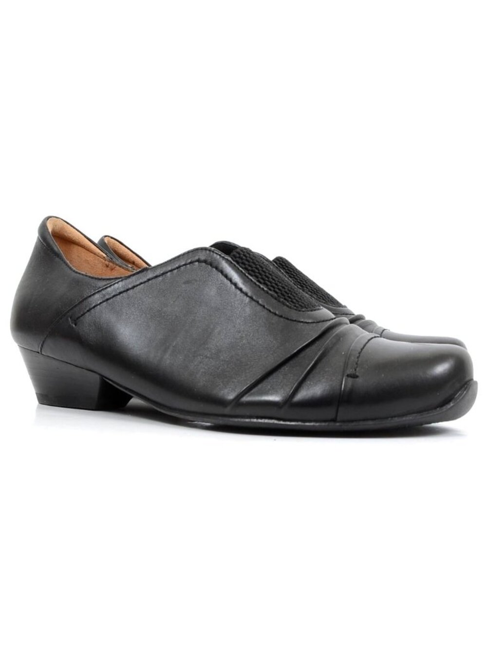 Ziera Cabana Women's 8.5 Black Leather Slip-On Loafer Elasticized Front Panel